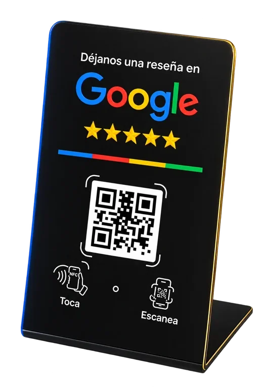 Soporte NFC con QR para dejar reseñas en Google